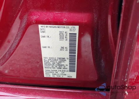 2017 Nissan Altima 2.5 Sv из США, поврежденный, VIN 1N4AL3APXHC263914